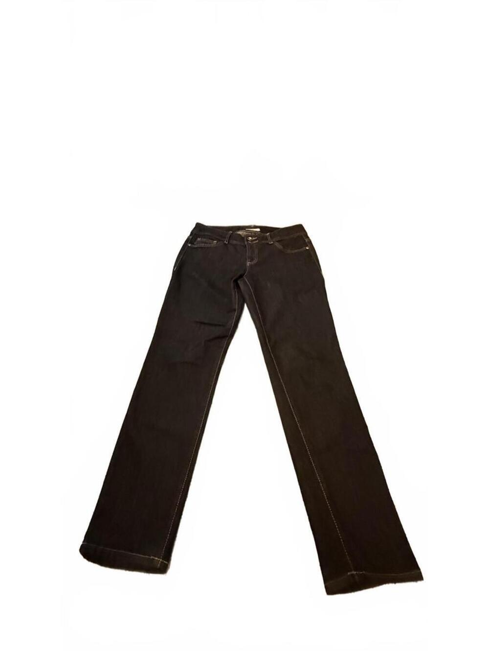 Tommy Hilfiger Women's Straight Leg Jeans Dark Wash Contrast Stitch 5-Pocket 4